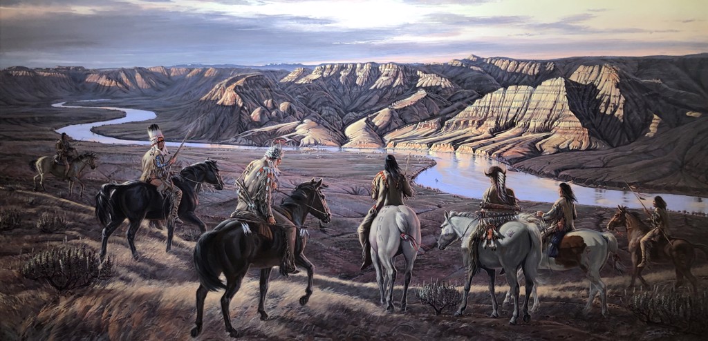 水彩画 BEN VENUE 1833 KEEL BOAT FT. BENTON BOUND by Larry Zabel [1930-2012] | Montana