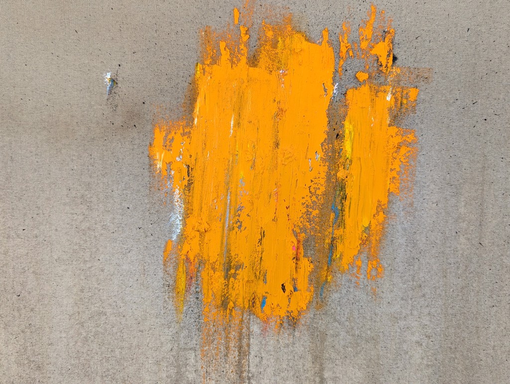 “Forest Fire” Contemporary Yellow & Neutral Toned Expressive Abstract Painting by Tra' Slaughter