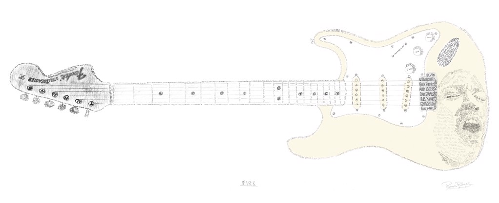 Jimi Hendrix (various sizes available upon request) Limited Ed of 12 by Brad Beyer