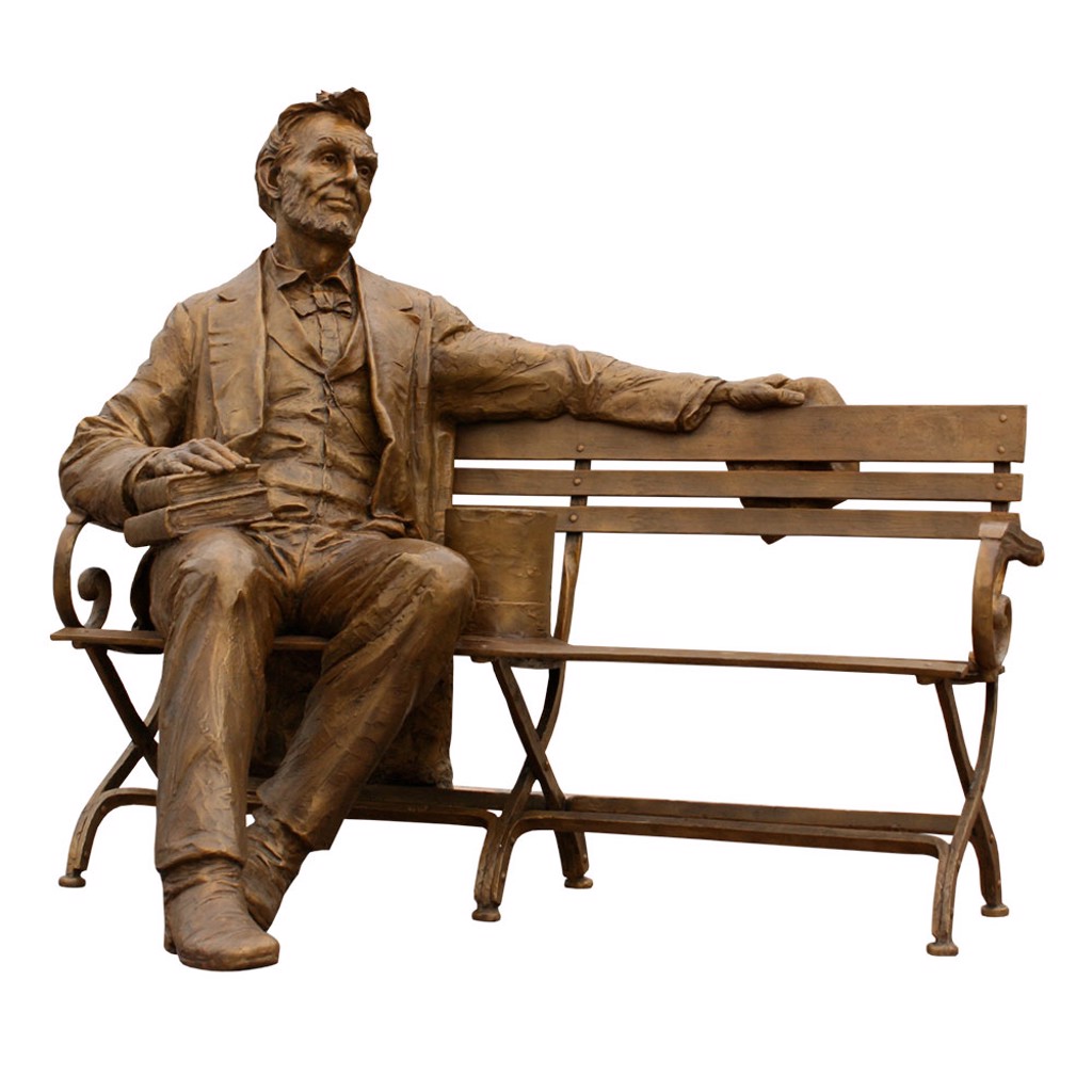 Abraham Lincoln Bench (life - size) by Gary Lee Price