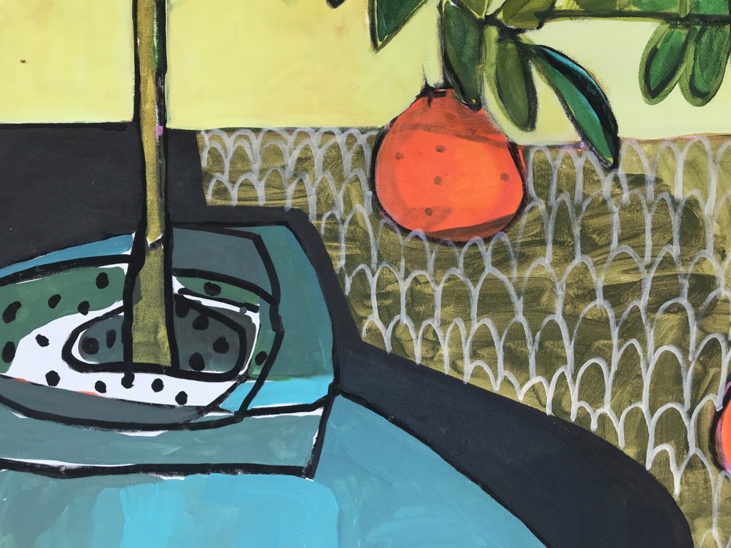Mandarin Tree in Blue Pot by Rachael Van Dyke