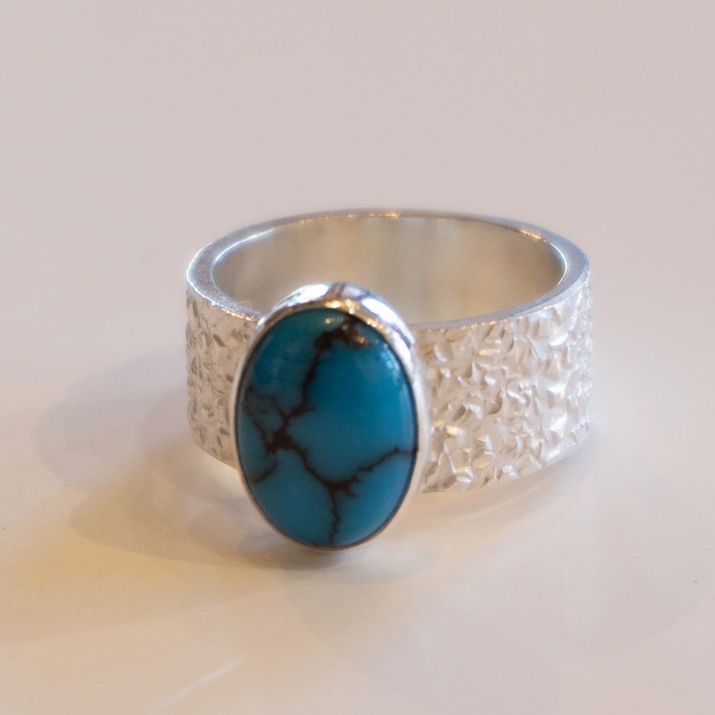 Cobblestone Ring, Wide, Egyptian Turquoise by Jonathan McKinney