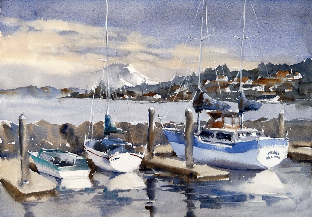 Kingston Marina With Mt. Rainier by Ina Xi