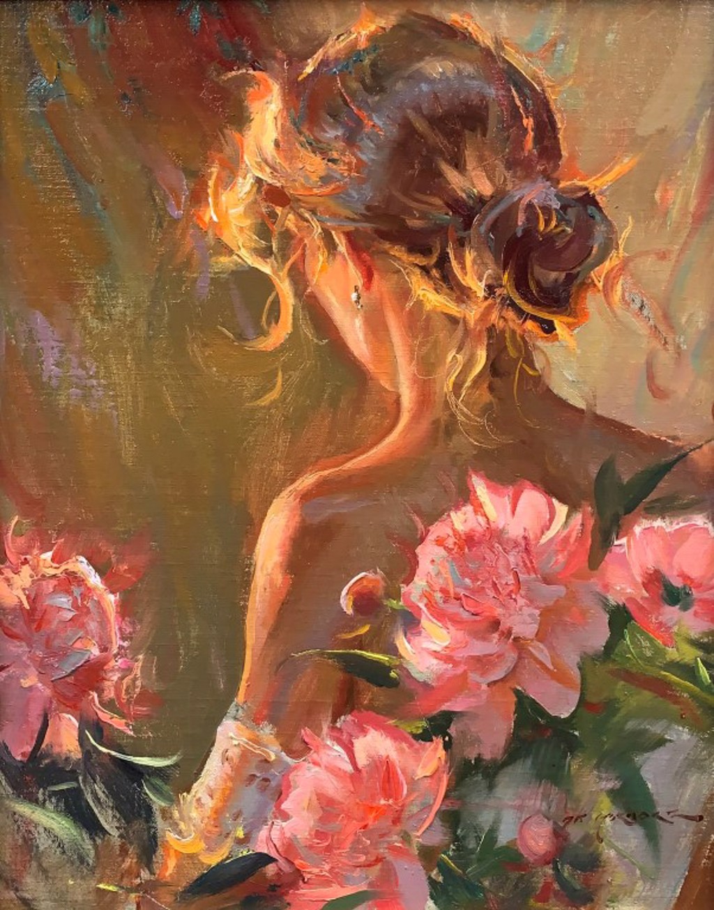 ダン.ゲァハルツ Peonies and Gold by Daniel F. Gerhartz | InSight Gallery