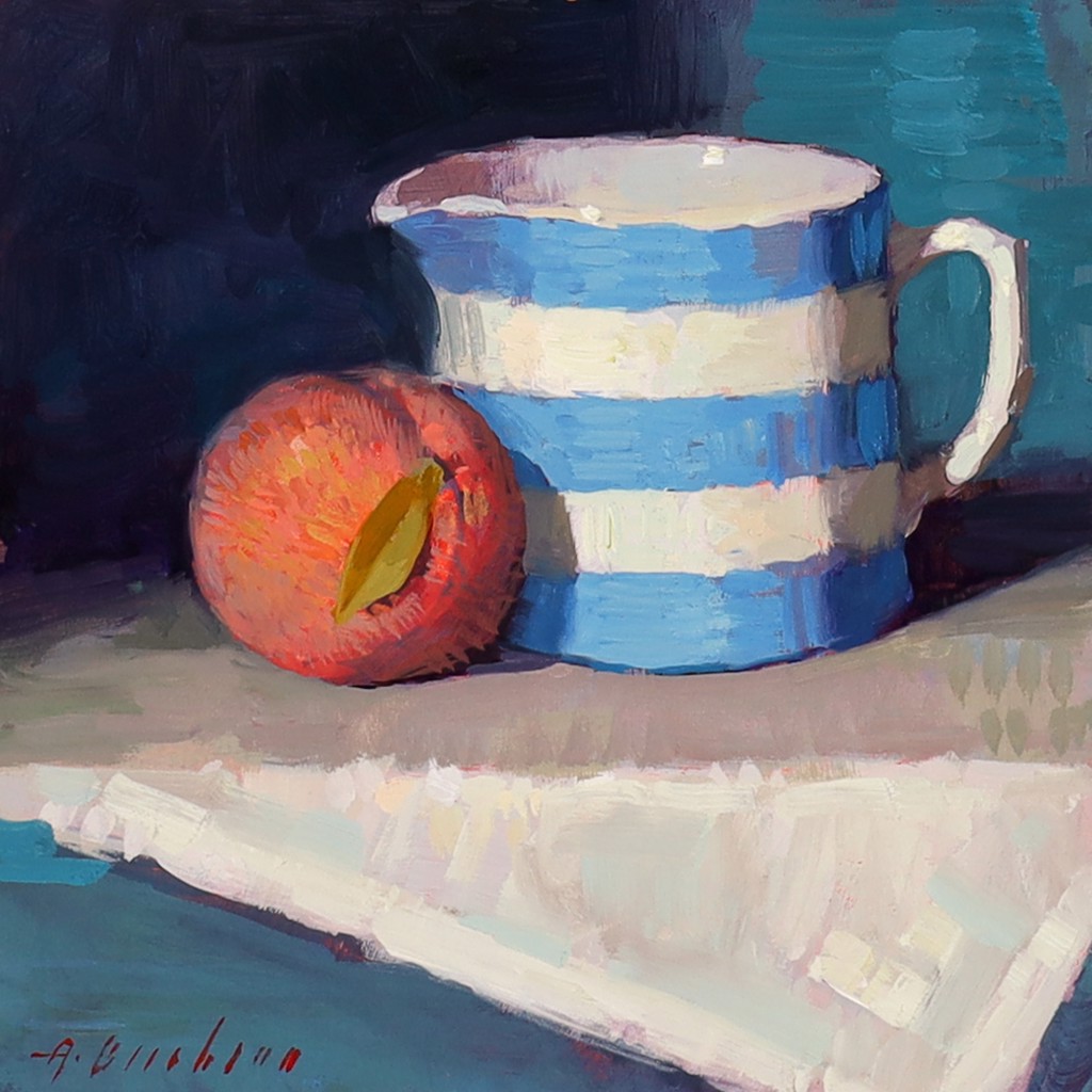 Peach and Cornish Pitcher by Aimee Erickson, PAPA, OPA, AIS
