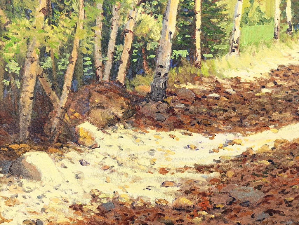 "Mountain Road" Contemporary Realistic Colorado Aspen Tree Landscape Painting by Jerry Greenberg