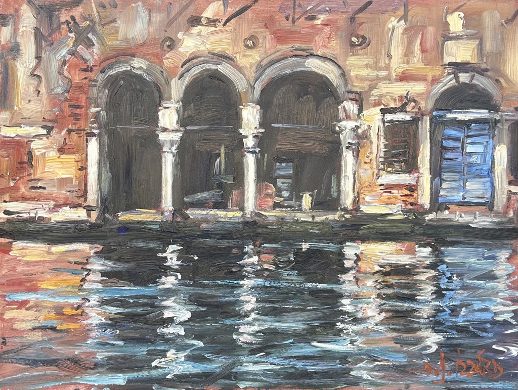 アート・デザイン・音楽 LA PITTURA ITALIANA The Blue Door, Venice, Italy by Master Impressionist, Daniel J