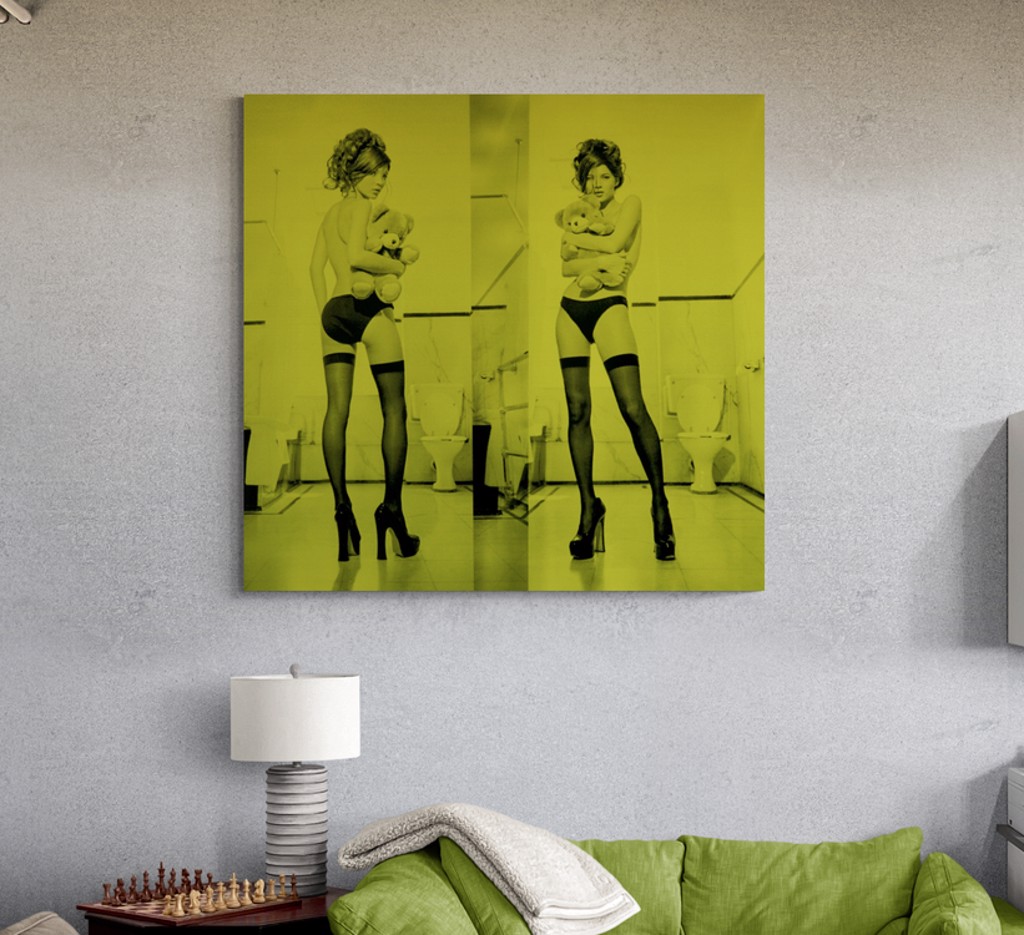 Kate Moss Diptych (Moss Green) by Russell Young