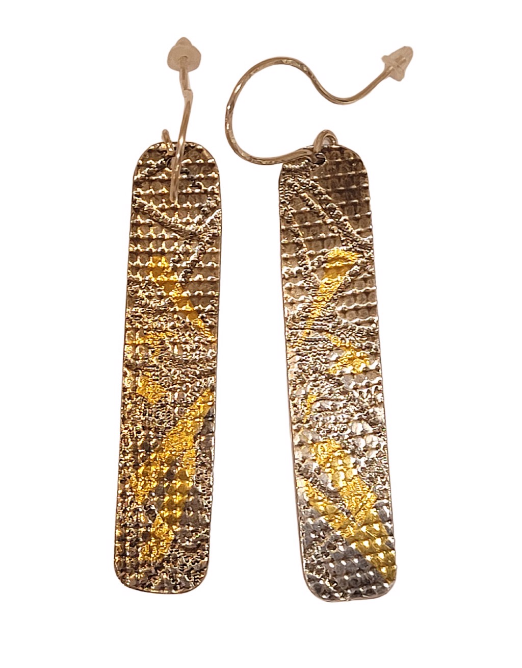 Earrings - Rectangle Sterling Silver and 24K Gold - DK3029 by Doris King