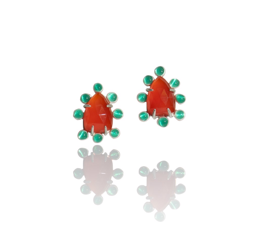 Carnelian Pebble Stud Earrings by Joanna Nealey