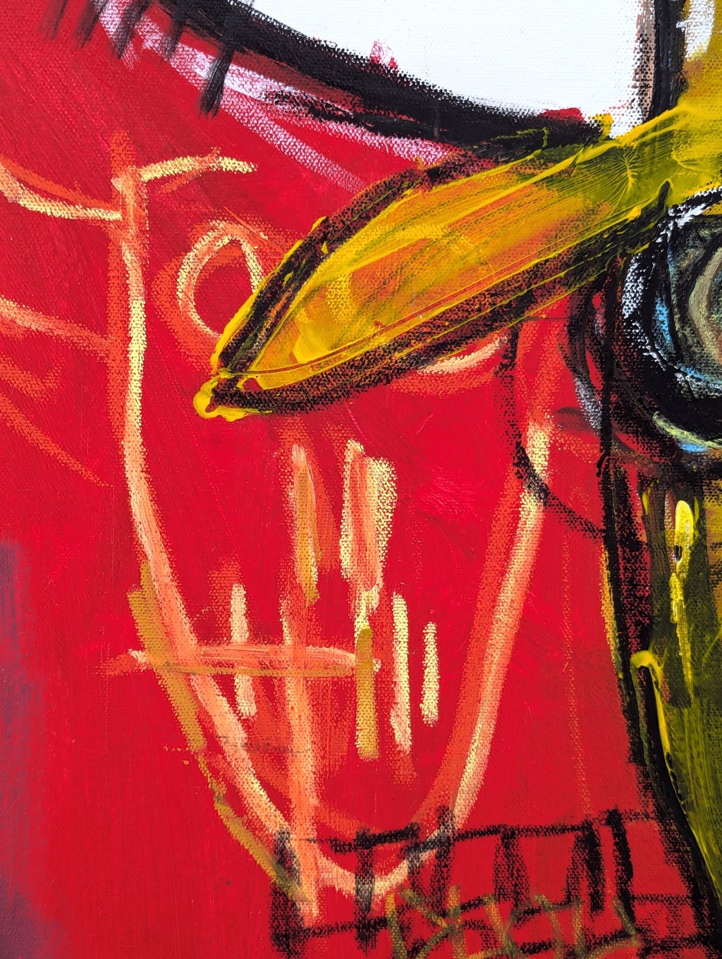 Contemporary Colorful Red Toned Abstract Longhorn and Jarritos Painting by Ramon Severino