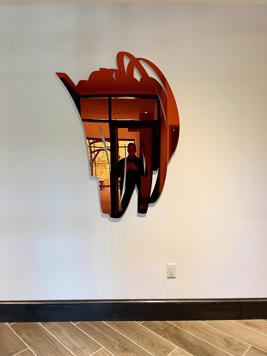 Vertical Scribble Mirror, Orange, Laser cut mirrored acrylic by