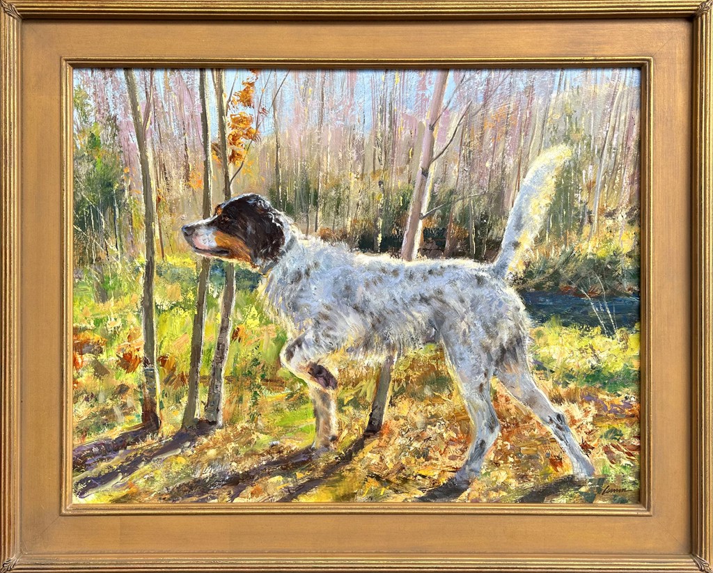 English Setter on Woodcock by Kent Lemon