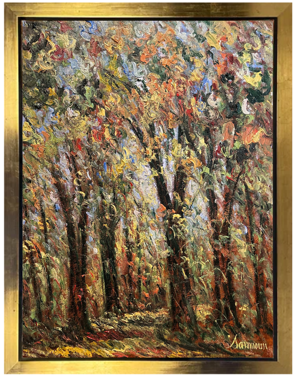Promenade parmi les Peupliers, Parc Rhône, octobre, 40x30 by Samir Sammoun