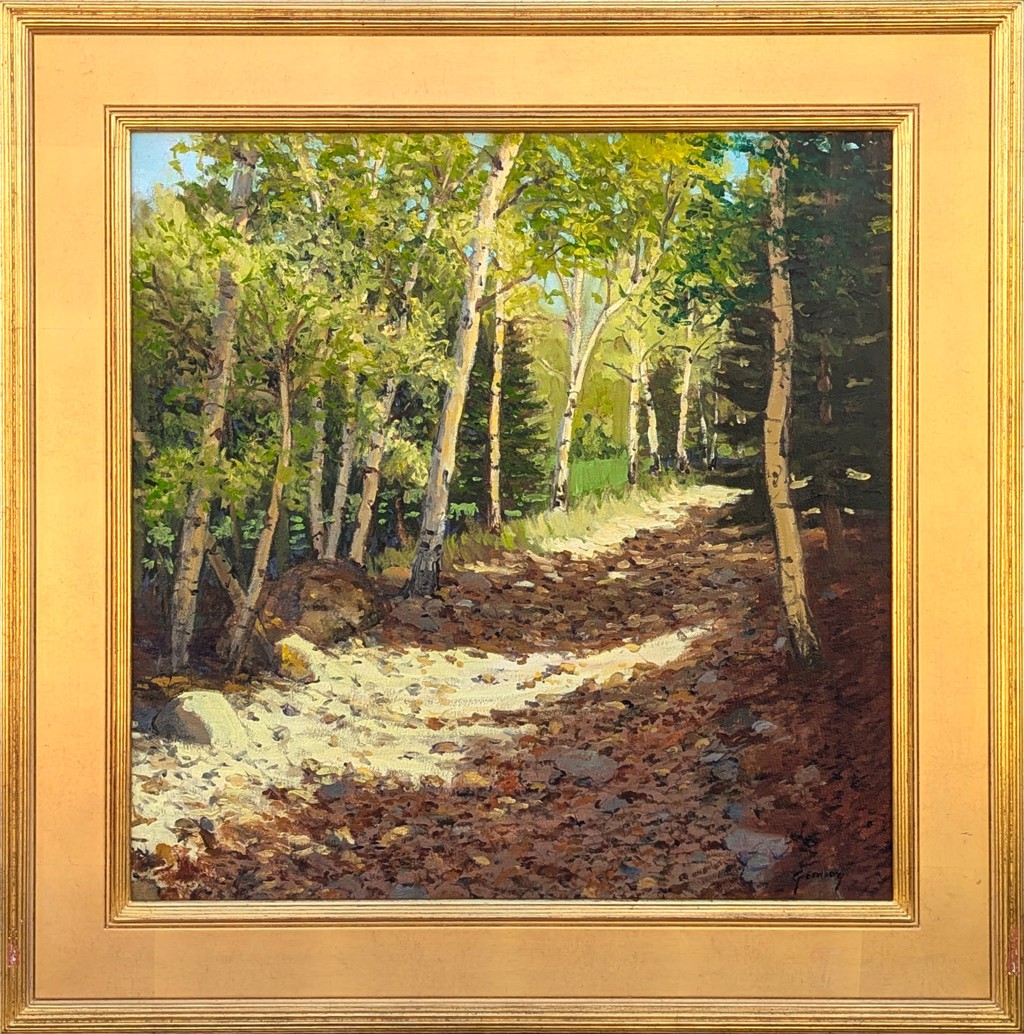 "Mountain Road" Contemporary Realistic Colorado Aspen Tree Landscape Painting by Jerry Greenberg