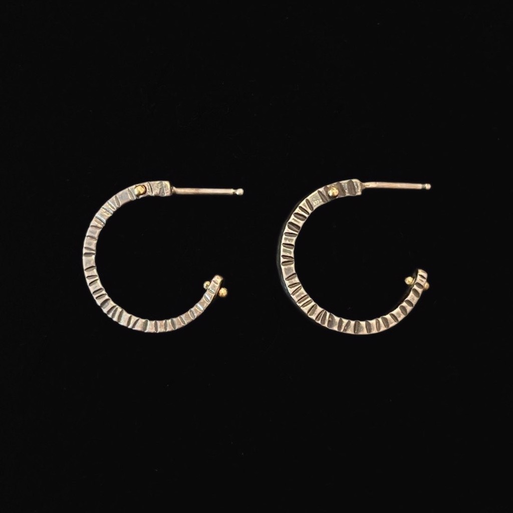 Textured 18K Gold Rivet Hoop Earrings by Nichole Collins