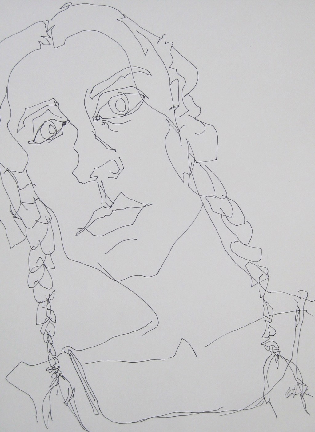 Self-Portrait with Slanted Braids by Rachael Van Dyke