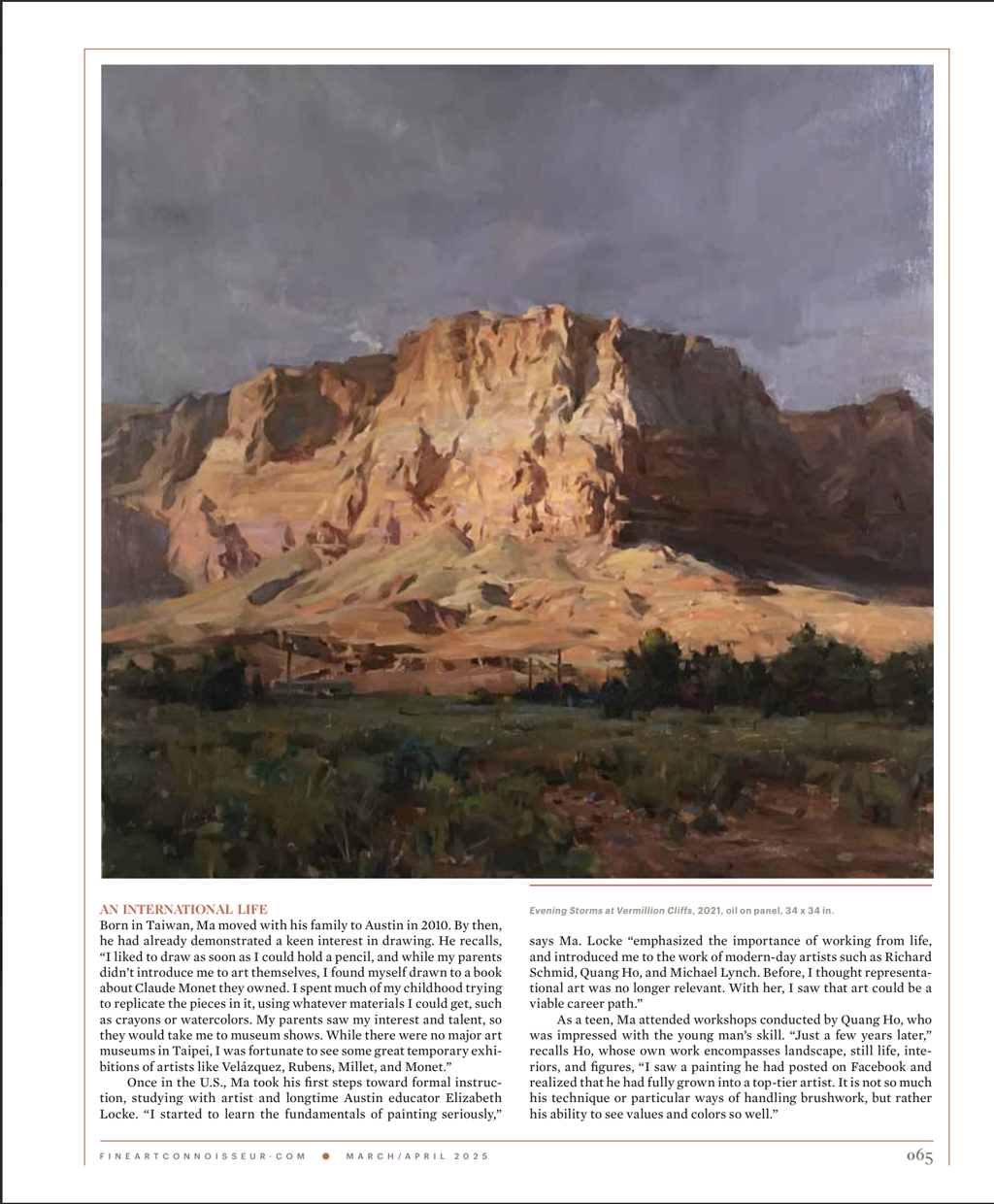 Fine Art Connoisseur Magazine, March/April 2025 by Kyle Ma, PAPA, AIS, OPAM