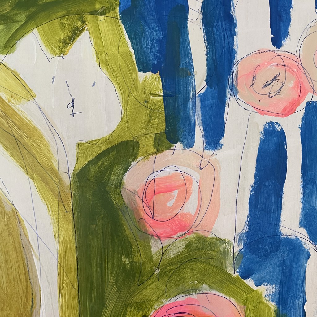 Glory Day (Five Kittens and Hollyhocks) by Rachael Van Dyke
