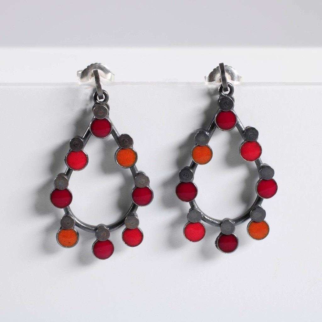 Red Loop Drop Earrings by Barbara Seidenath