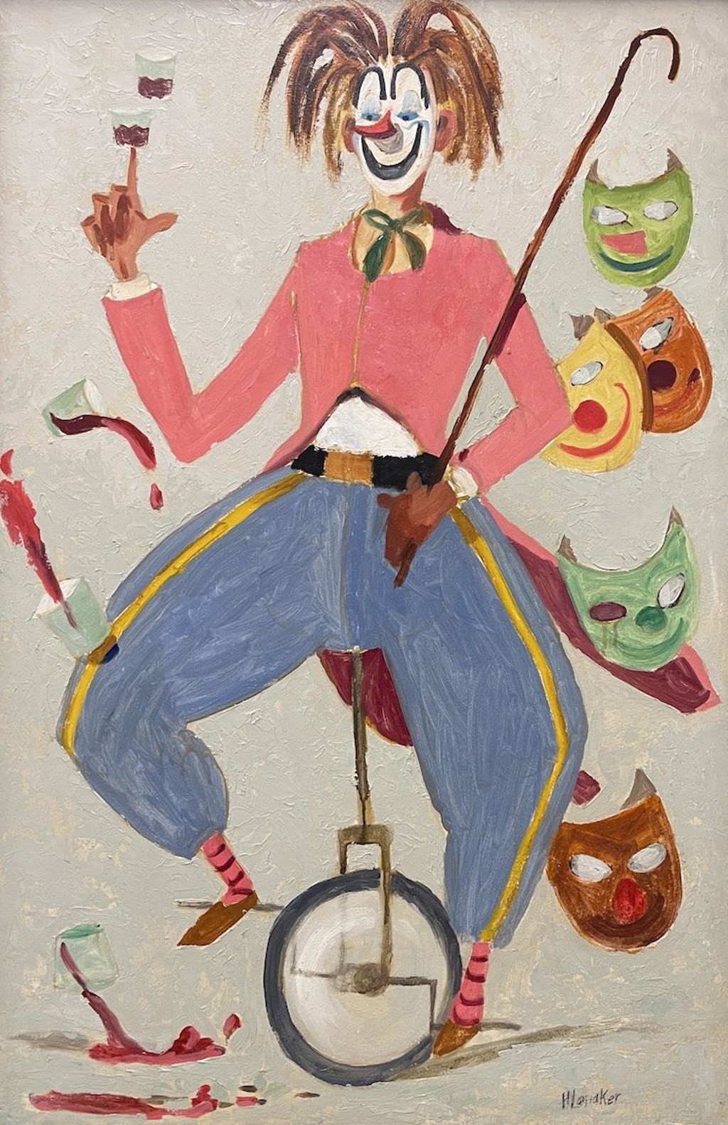 Untitled (clown on unicycle) by Harold Charles Landaker