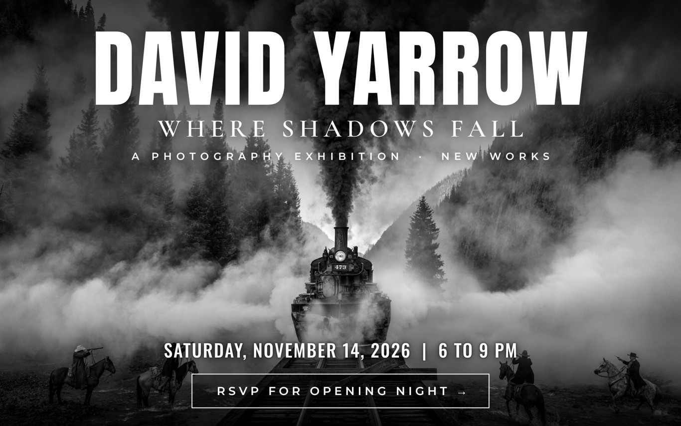 David Yarrow, Where Shadows Fall: a photography exhibition at Samuel Lynne Galleries, Dallas. Opening night Saturday, November 14, 2026, 6 to 9 PM. RSVP for opening night.