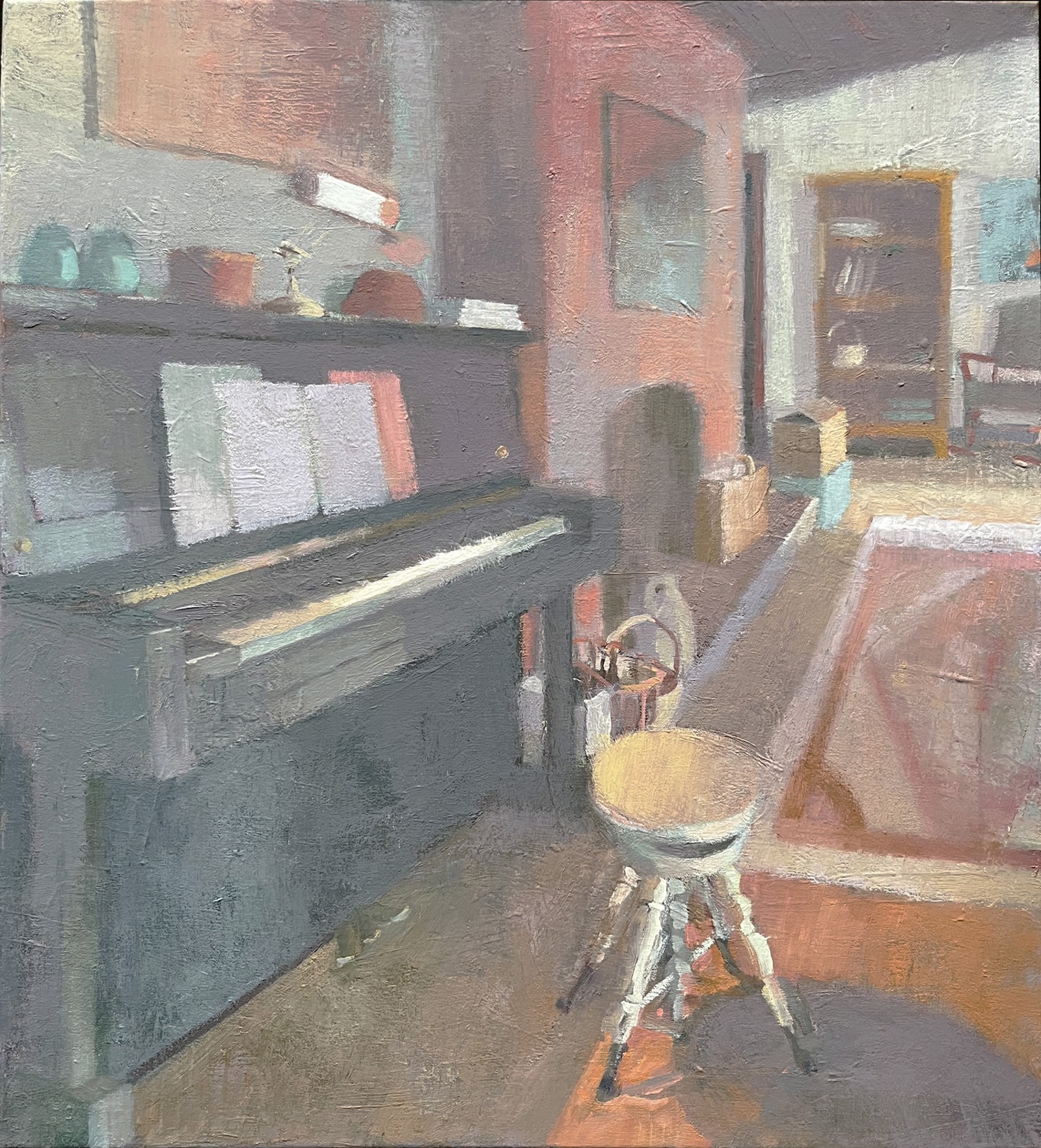 Piano Stool, original artwork by Carole Rabe