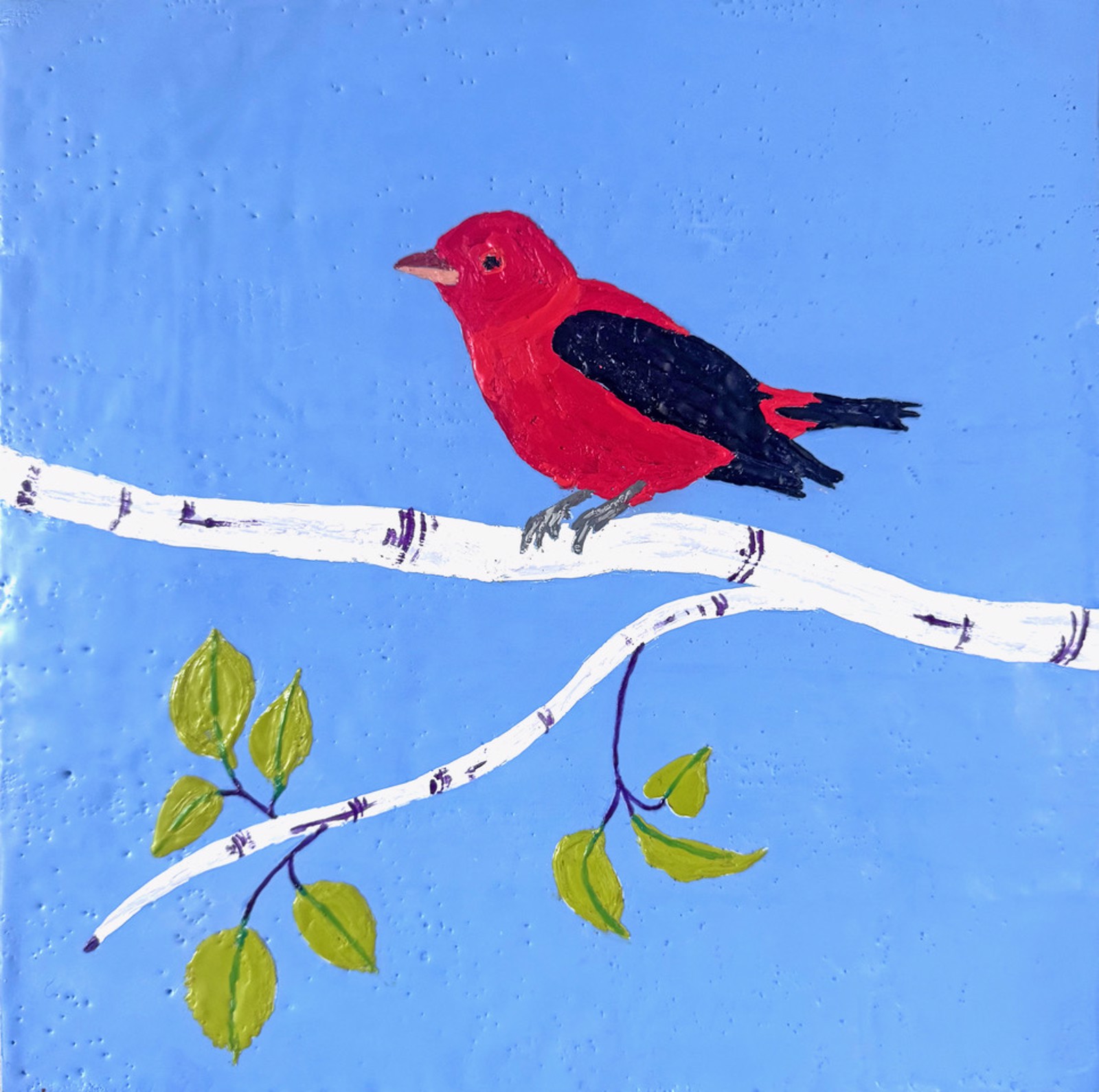Scarlet Tanager, original artwork by Marcia Crumley