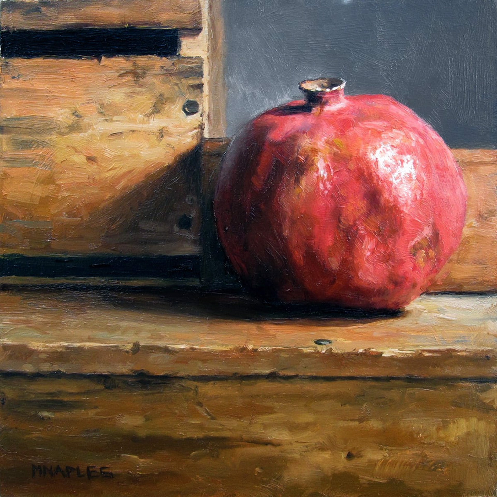 Pomegranate with Antique Wood by Michael Naples