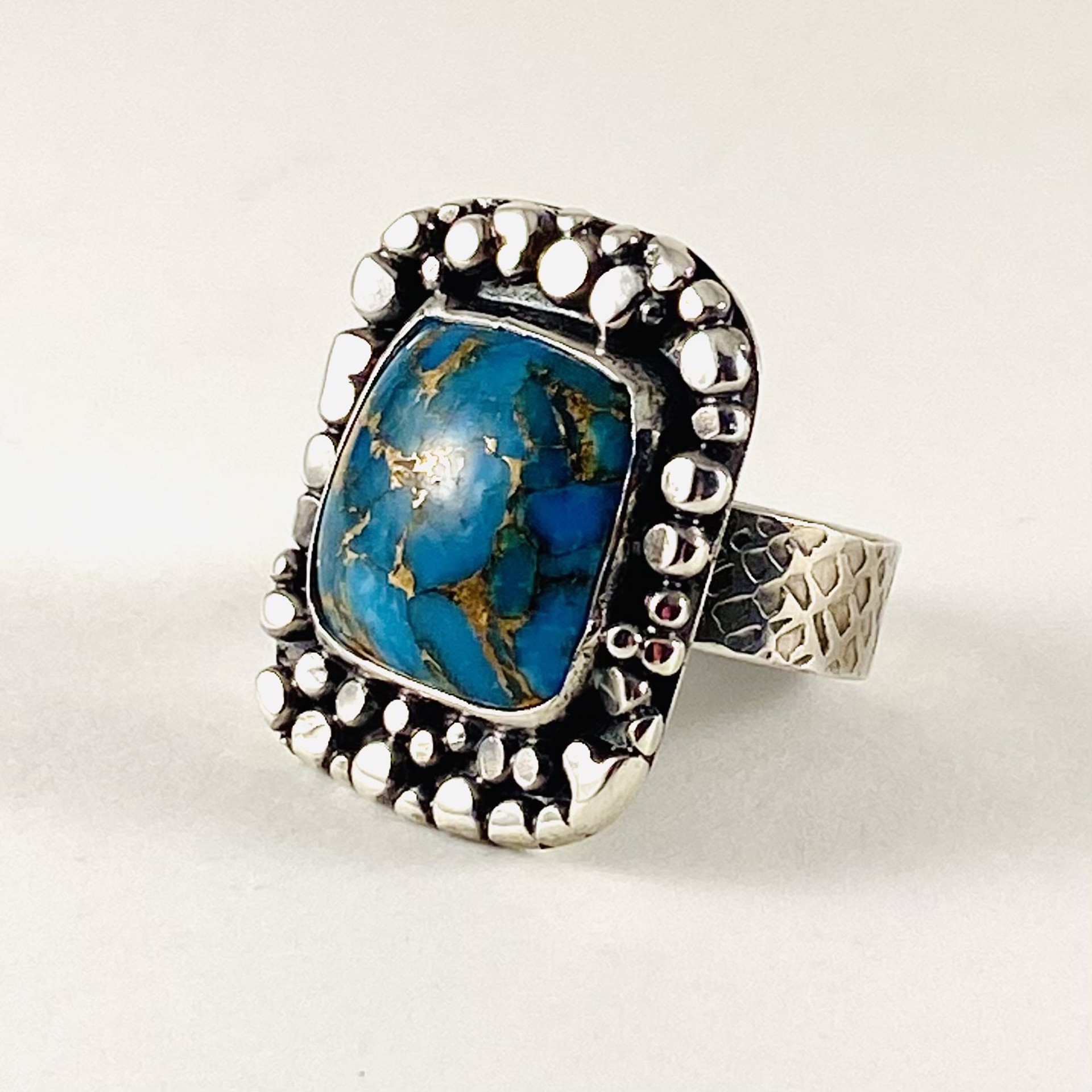 AB21-15 Turquoise and Bronze Composite Ring sz8 by Anne Bivens