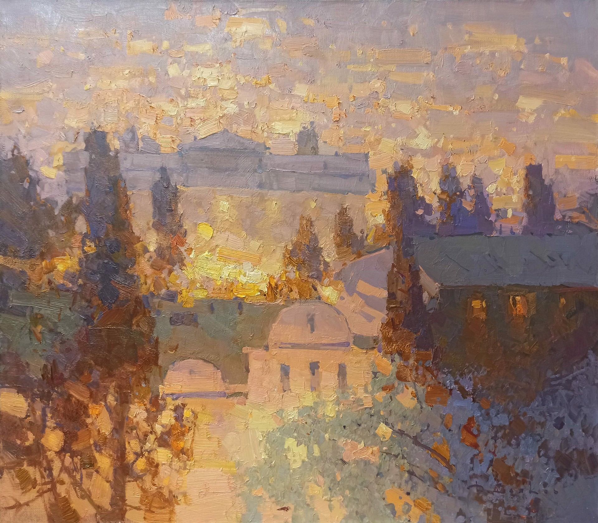 "Evening Light III" original oil painting by Daniil Volkov