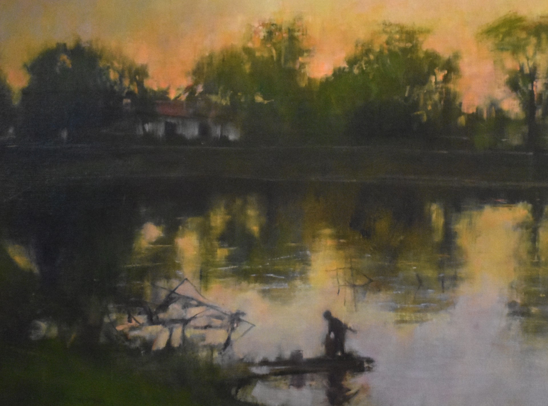 Shadowy Figure on Pond by Curt Hanson