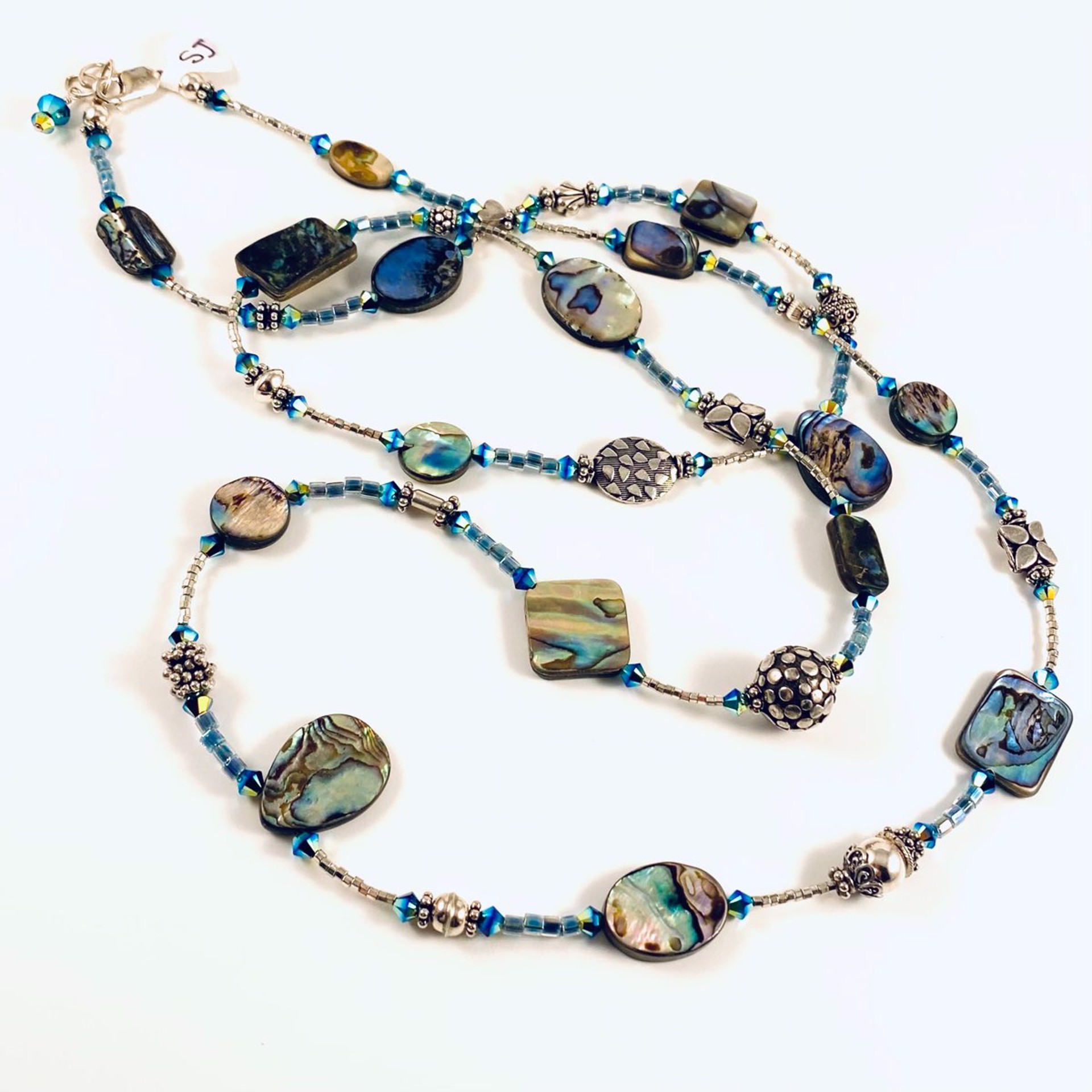 SHOSH21-E Abalone and Silver Stiletto 40” Necklace by Shoshannah ...