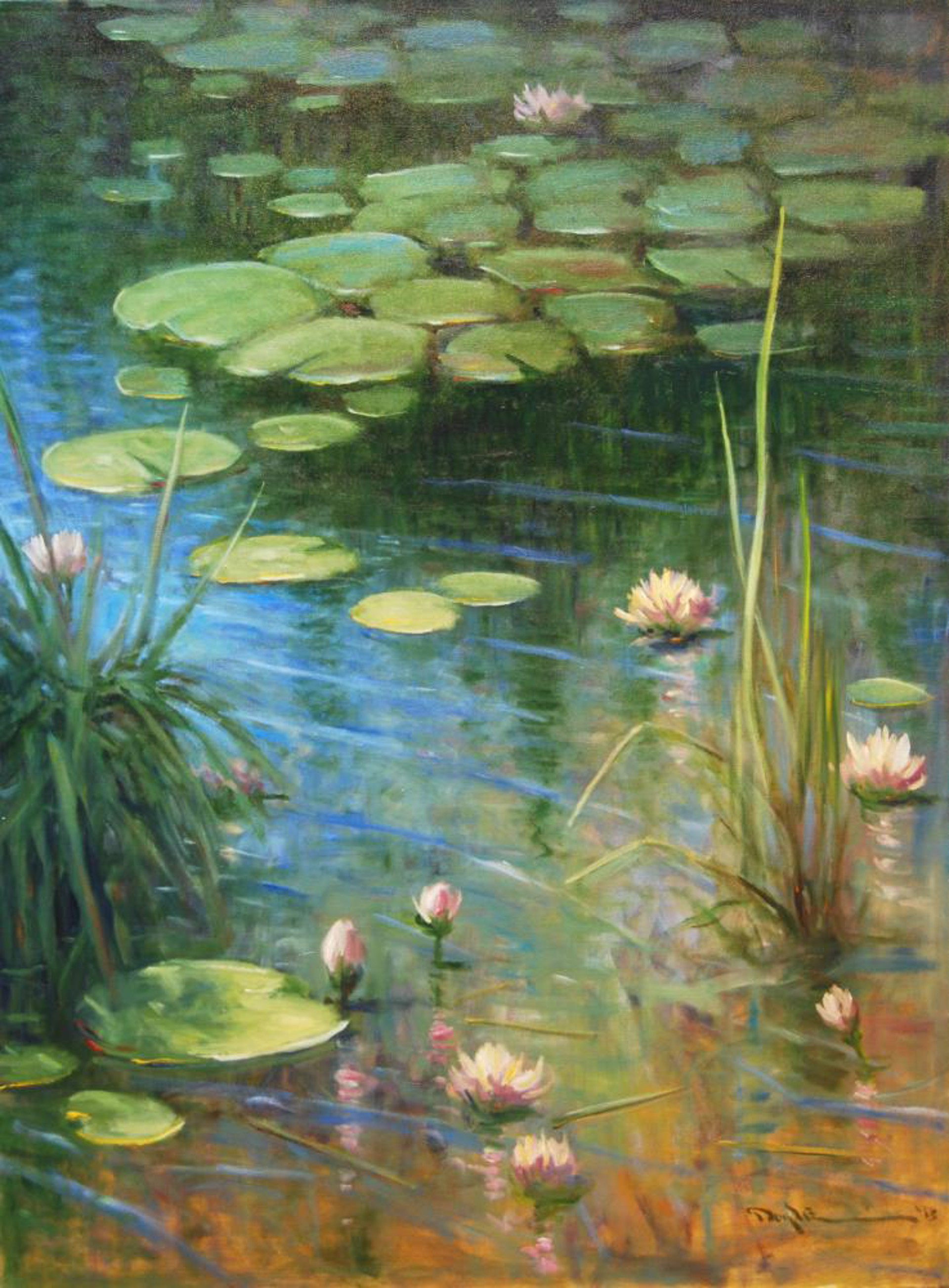 Pink Blossoms and Lily Pads by John Carroll Doyle