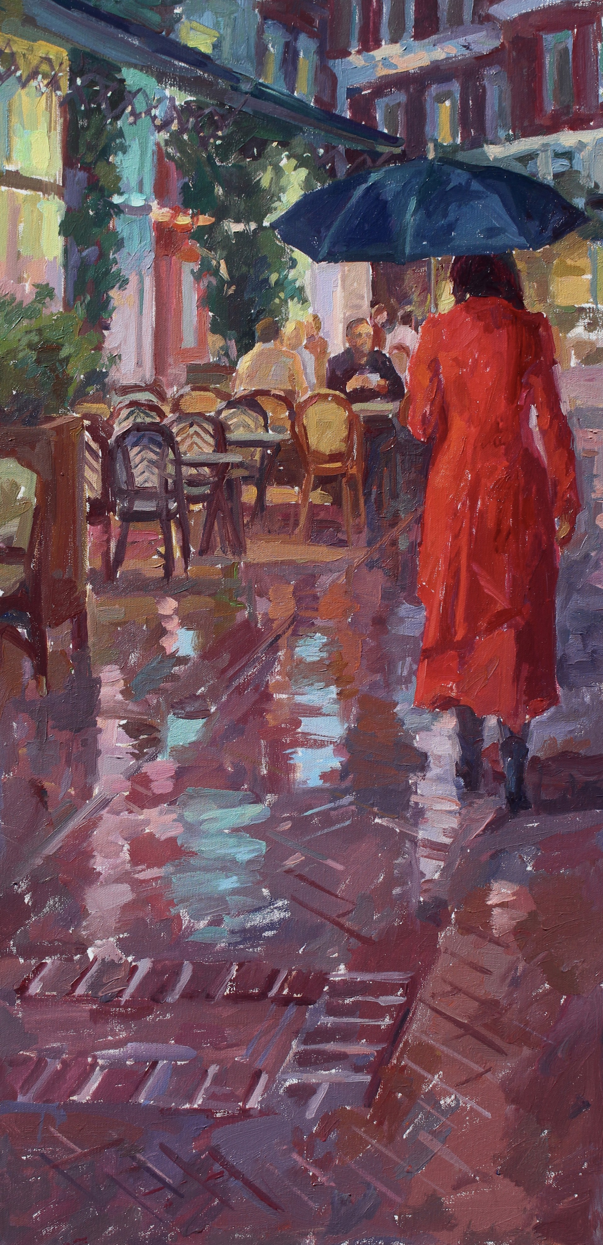 Red Coat in the Rain, Amsterdam by Simie Maryles