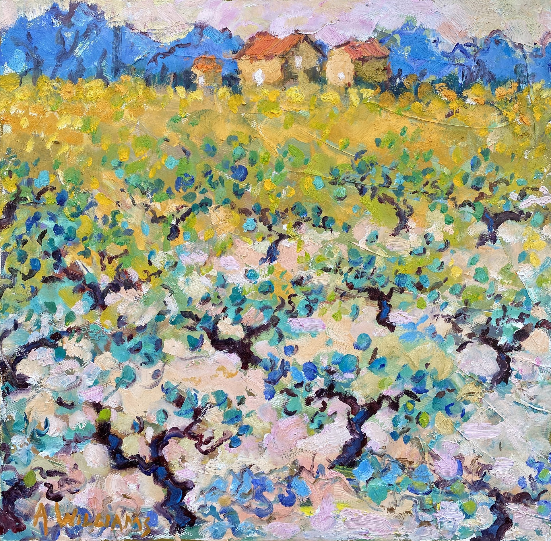 "Vineyard Near Lourmarin" original oil painting by Alice Williams