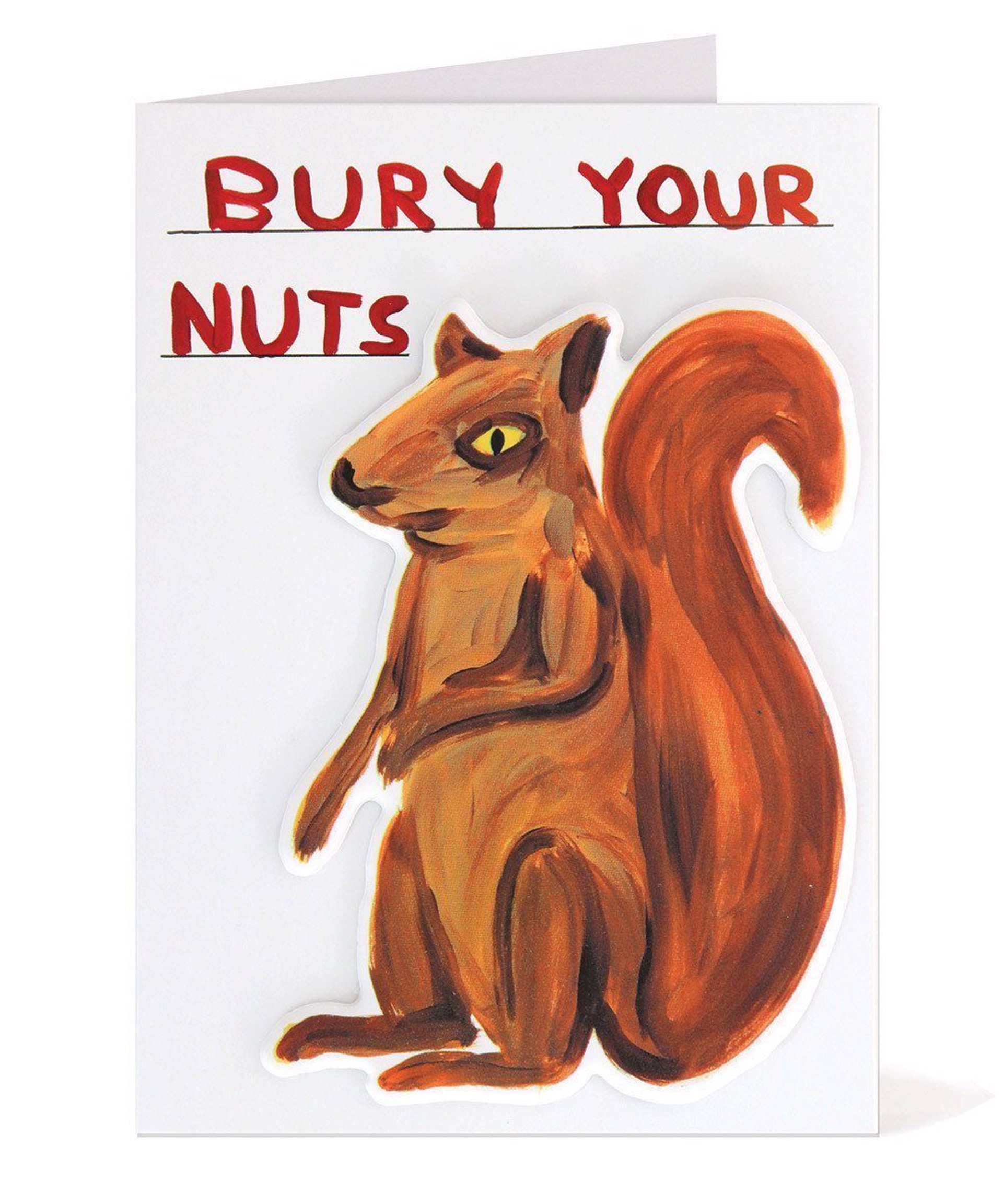 Bury Your Nuts Puffy Sticker Card by David Shrigley