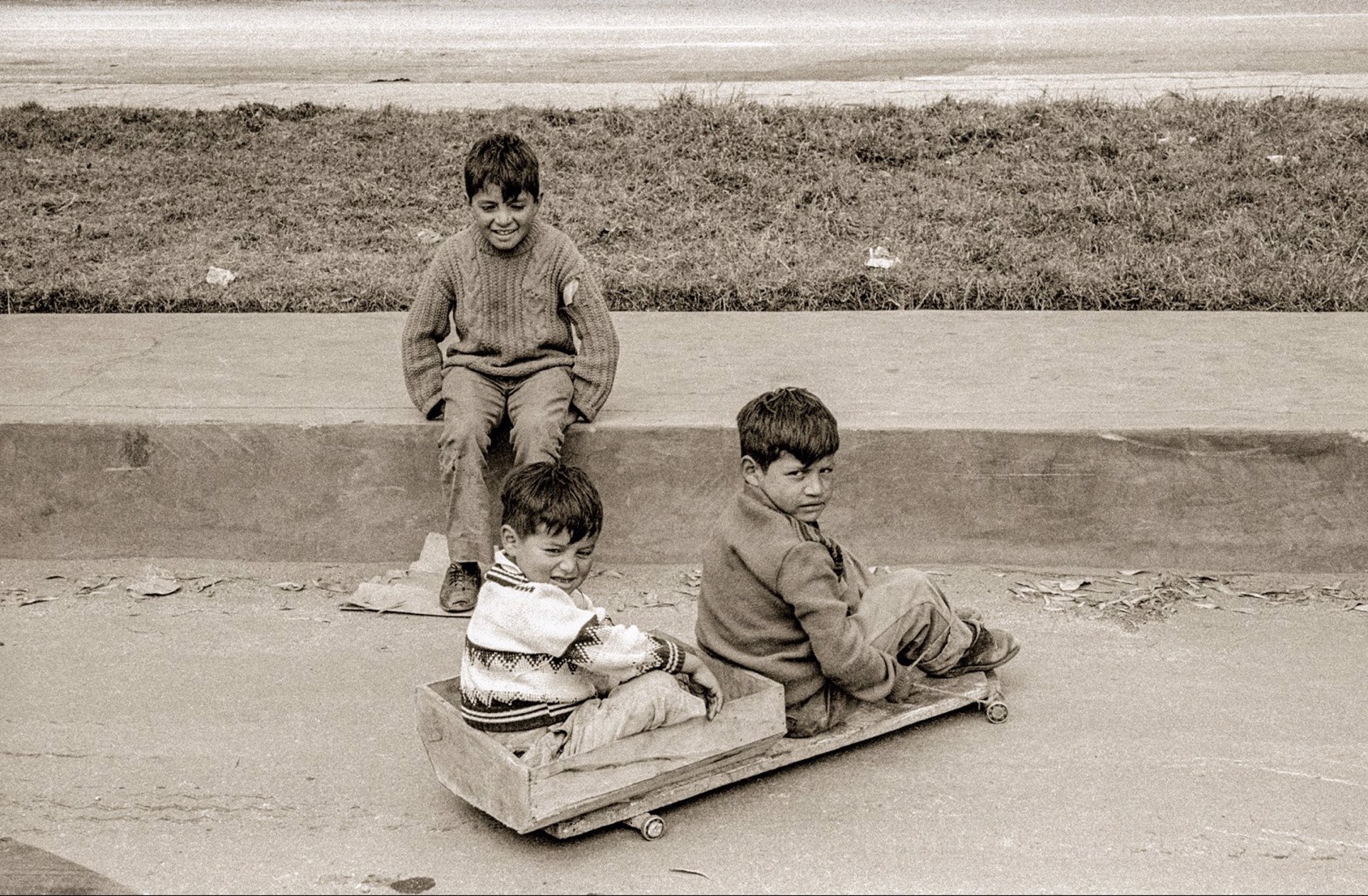Kids with Improvised Go Cart, Unframed (041) by Jack Dempsey