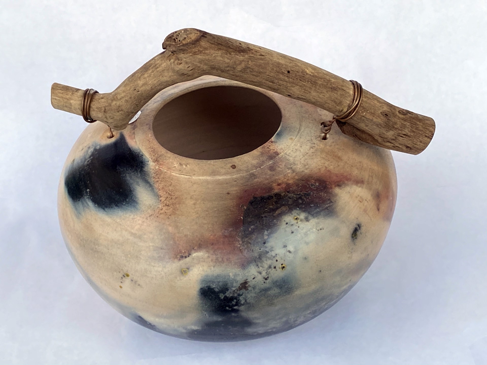 Ceramic Vase with Driftwood Handle by Faye Maeshiro