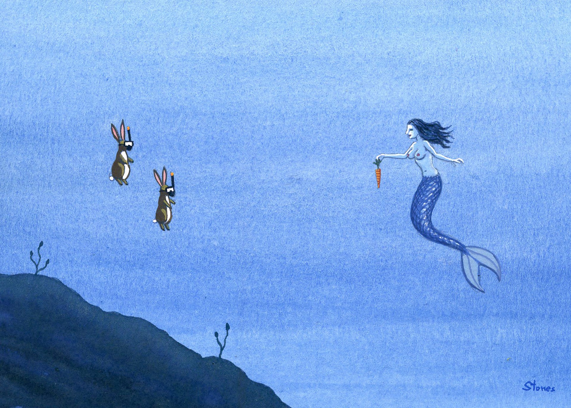 Mermaid Tempts Rabbits by Greg Stones