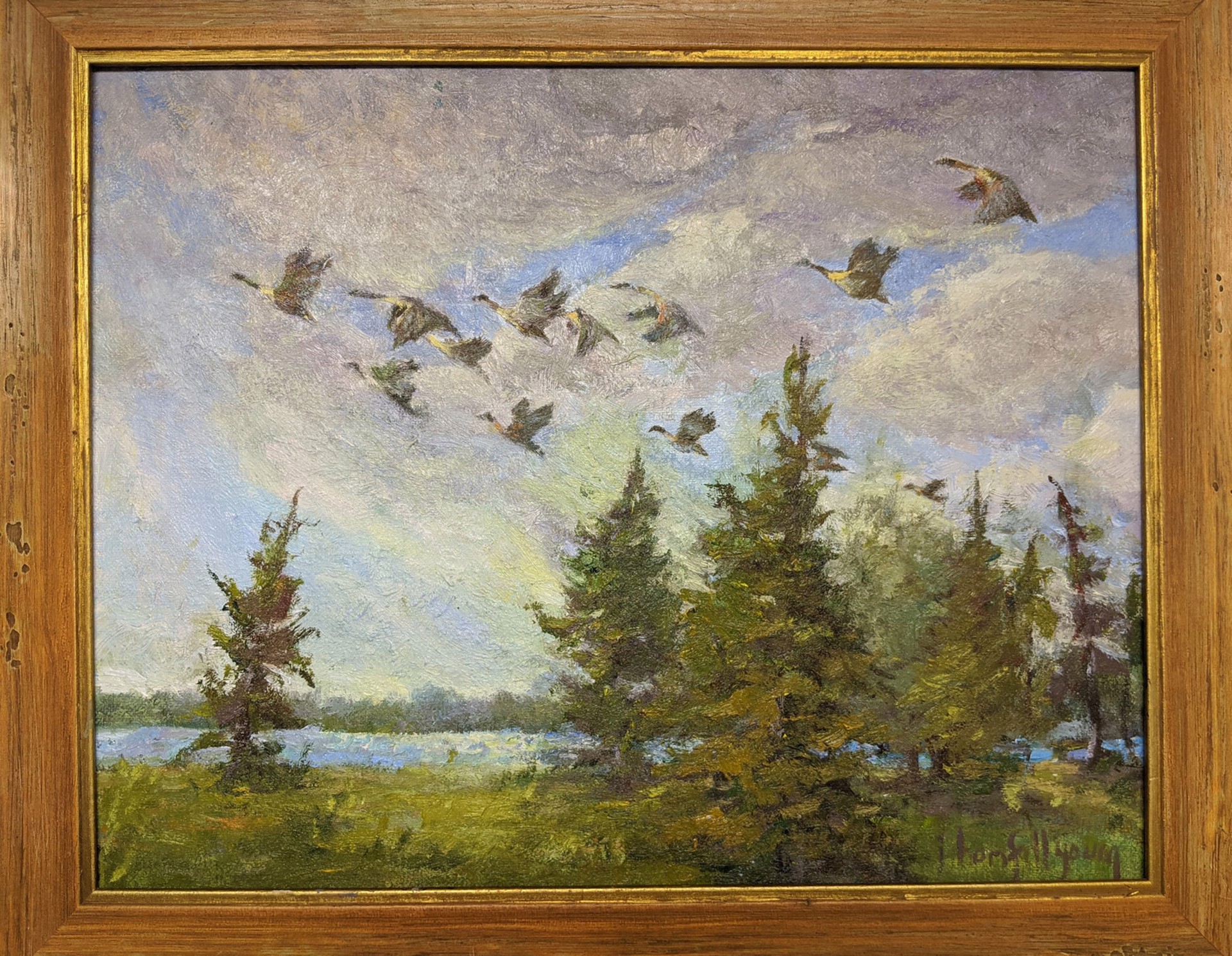Geese Behind the Trees (L515) by Joan Horsfall Young