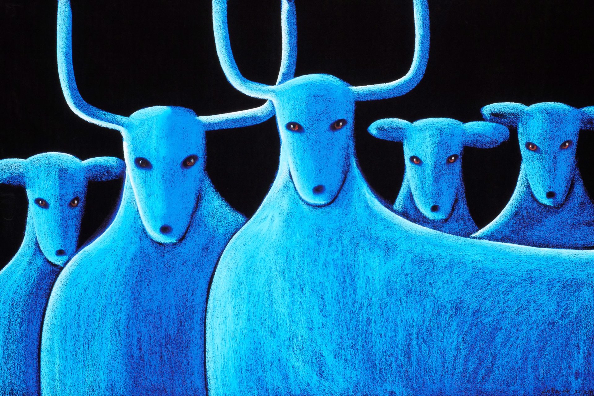 Five Blue Deer by Carole LaRoche