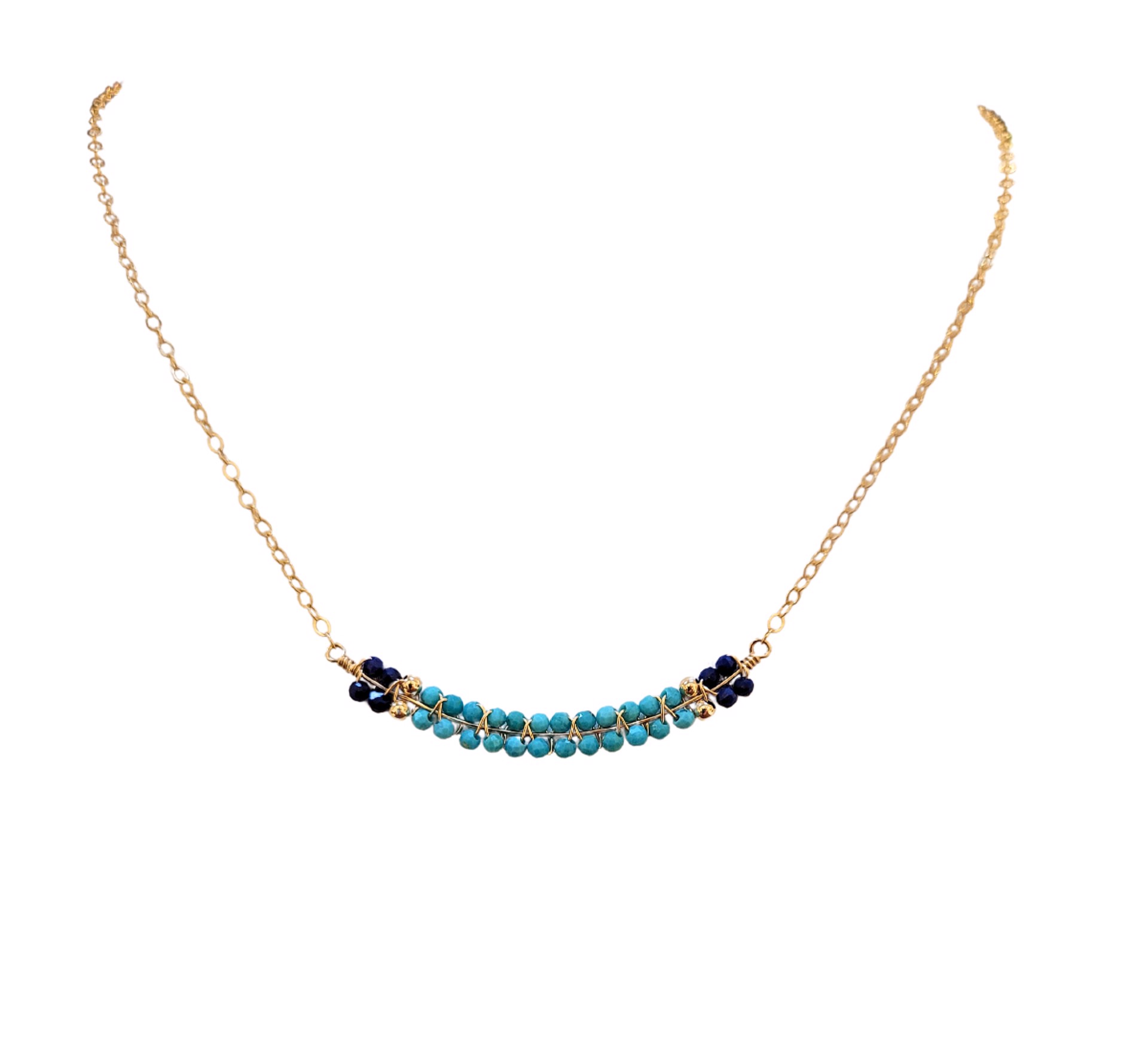 Necklace - Sleeping Beauty Turquoise and Lapis Bar by Julia Balestracci