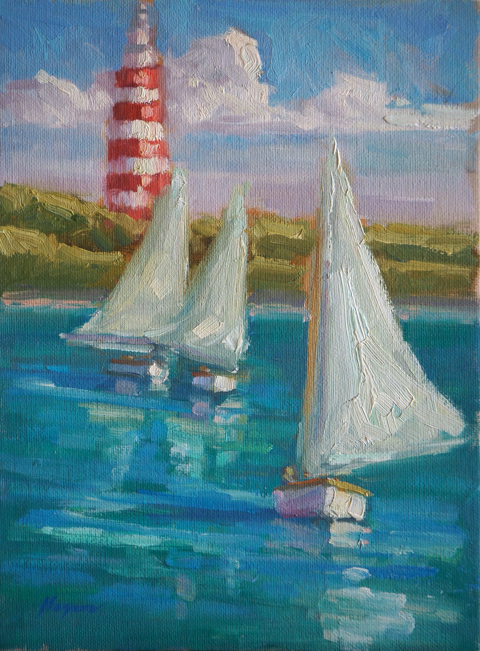 "Sailing Days at Hope Town" Original oil painting by Karen Hewitt Hagan