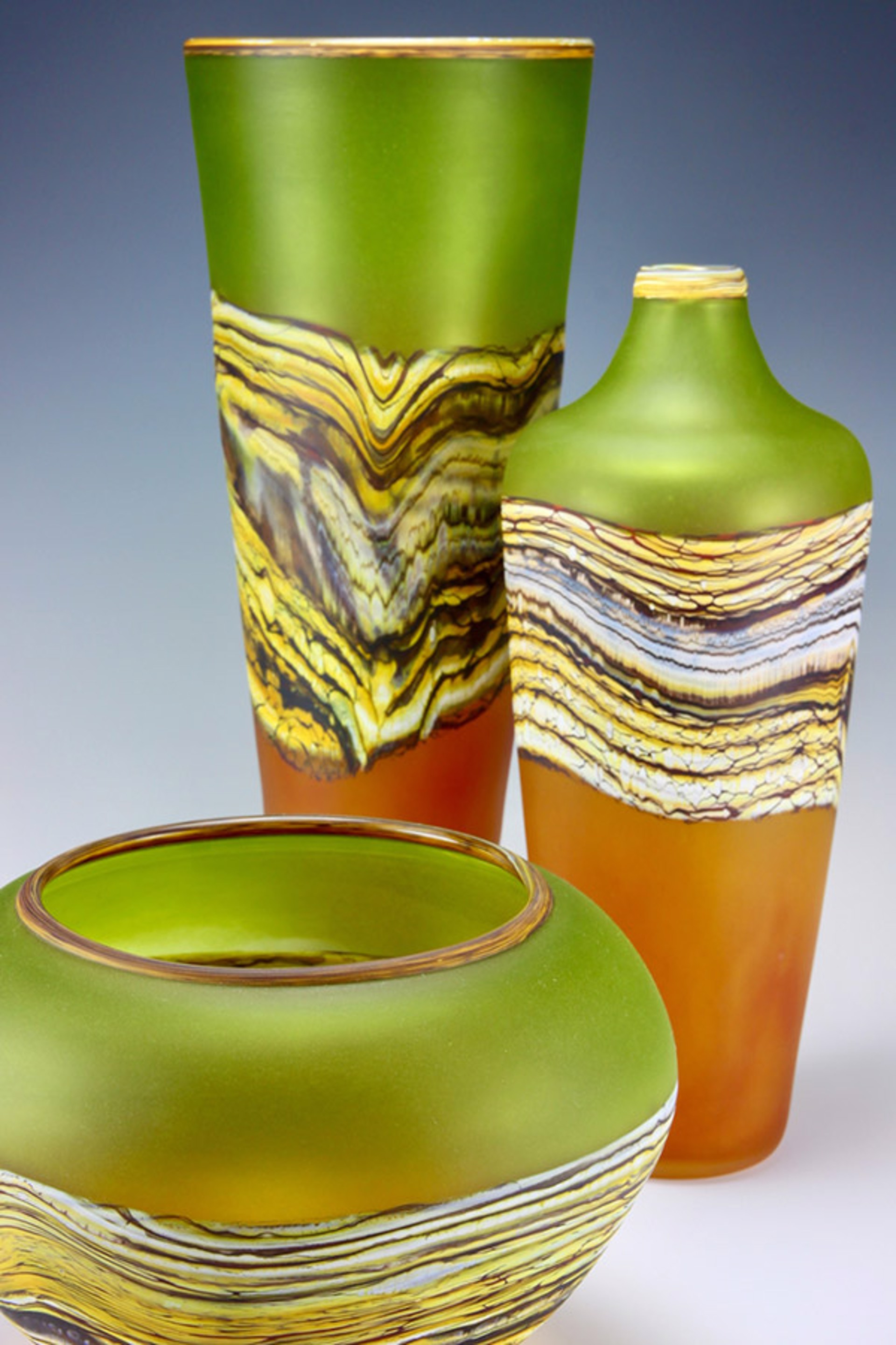 Lime and Tangerine Cone Vase in Satin Finish by Danielle Blade Stephen Gartner