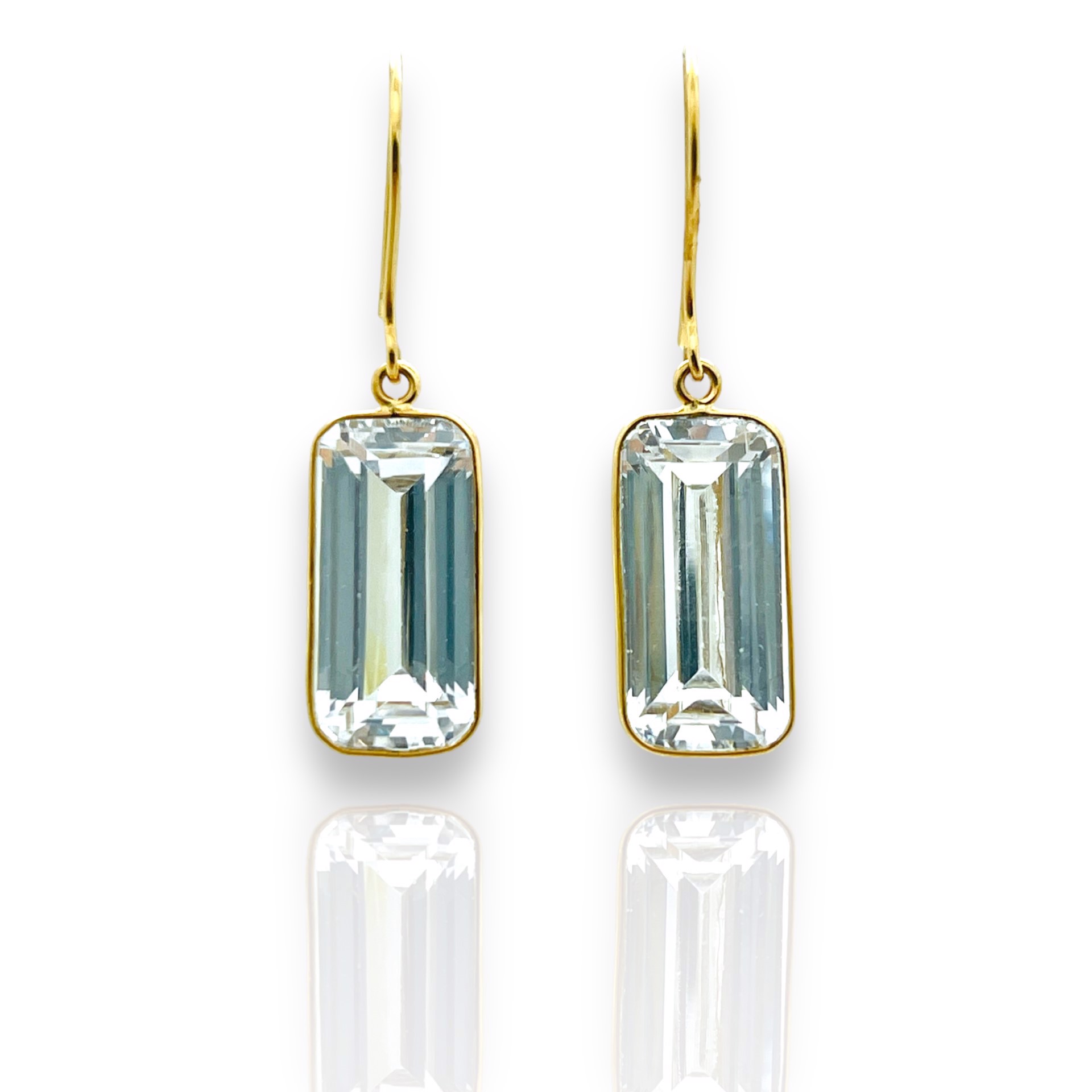 Natural Zircon 20.9cts tw Emerald Cut Earrings 18K Gold by Mara Labell