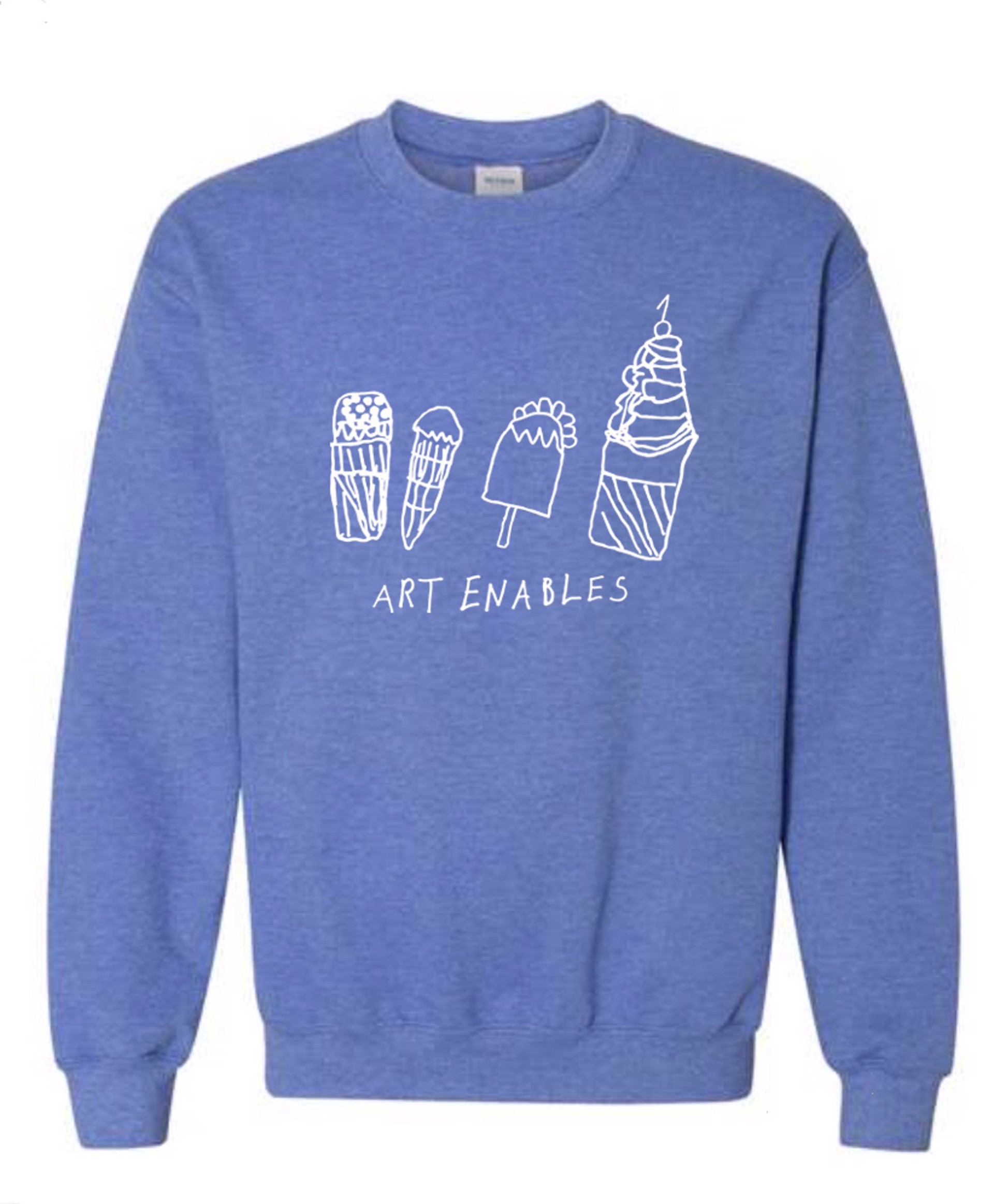 Sweatshirt -  Small Heather Royal Blue (Crewneck) "Ice Cream" by Art Enables Merchandise