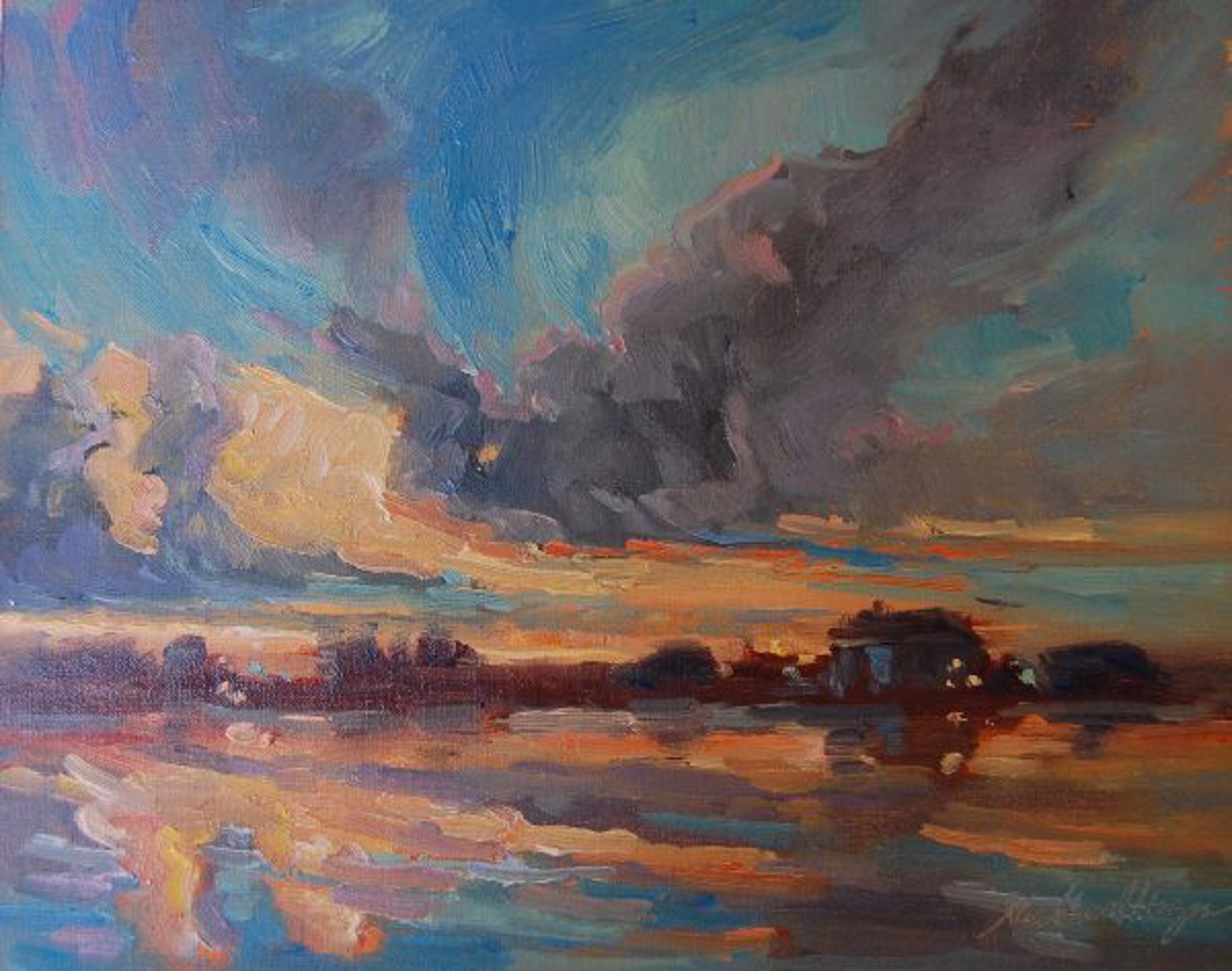 Colonial Lake Sunset by Karen Hewitt Hagan