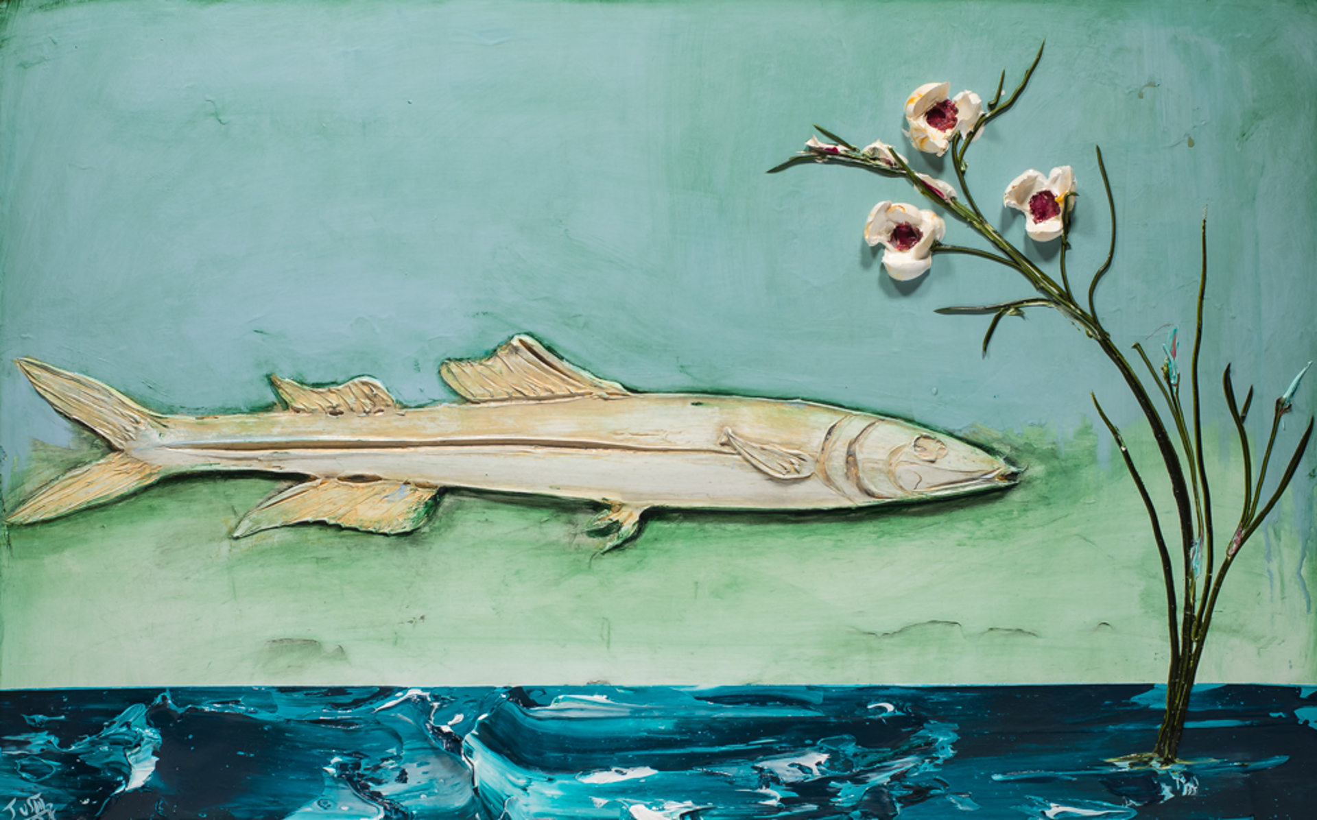 PIN FISH AND FLORAL PF48X30-2018-293 by Justin Gaffrey