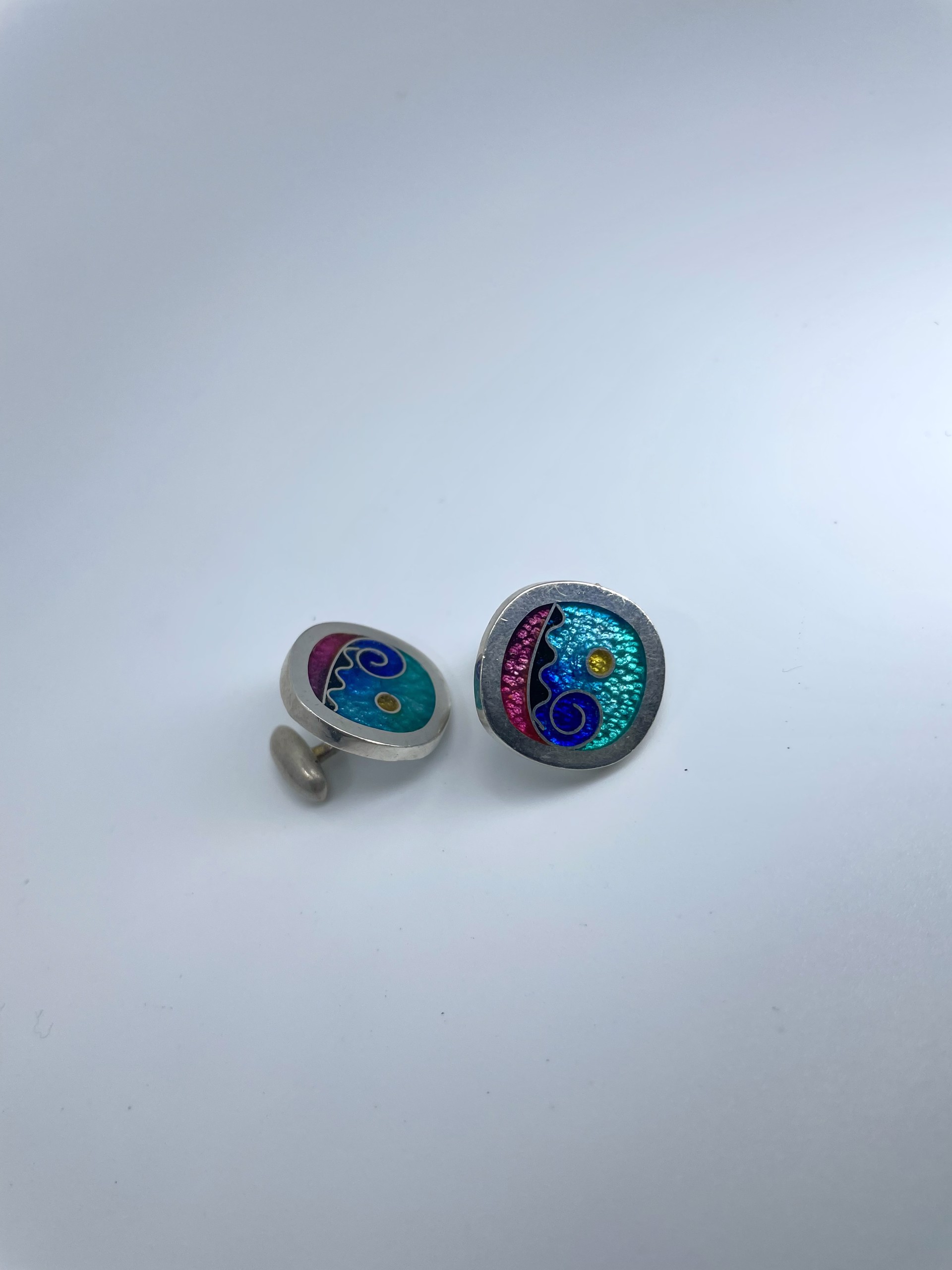 0934 Blue, Pink, and, Teal Cufflinks by Lanni